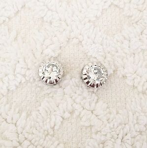 Clear Round Cubic Zirconia Stud Earrings